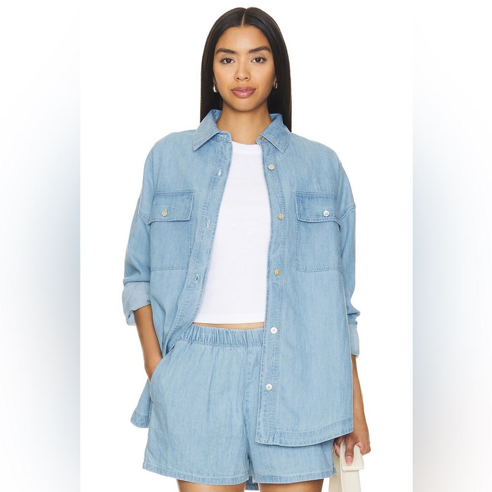 Beach Riot Coramine Oversized Denim Button-Up Top in Denim Daze